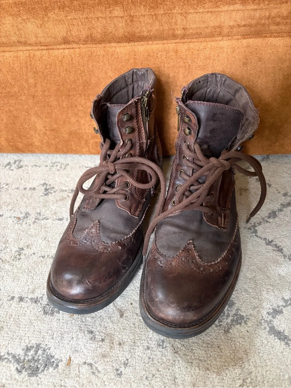 Steve Madden Gastonn Size 10D Men's Brown Leather Wingtip Lace-Up Boot